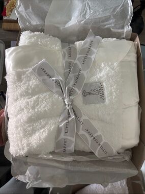Little Giraffe Ivory Plush Baby Blanket Gift Set with Signature Ribbon